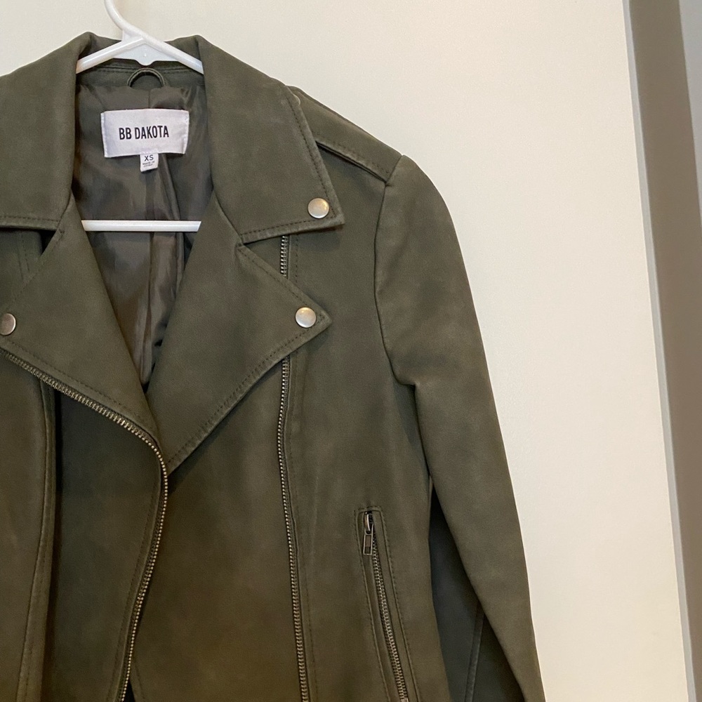 BB Dakota Dark Green Moto Jacket